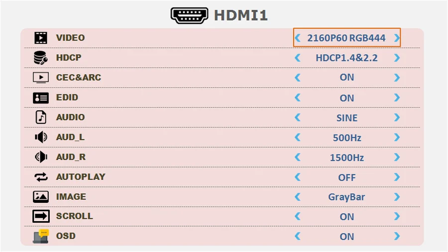 SVG-202 HDMI 通道設定介面